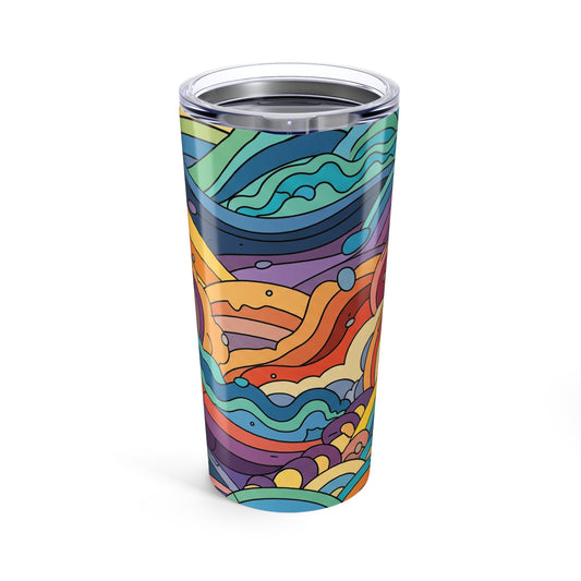 20oz Stainless Steel Travel Mug With Double Wall Vacuum Insulation Spill Resistant Durable Printed Design Coffee