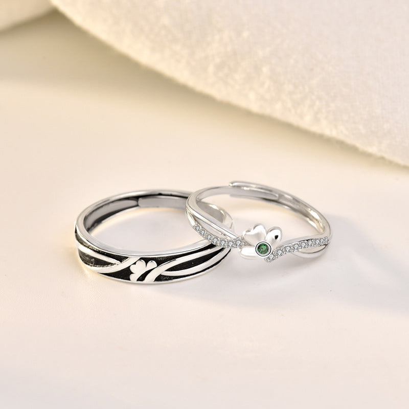 Vintage Silver Couple Ring Zircon Stone Matching Rings For Couples Anniversary Gift Engagement Promise Jewelry