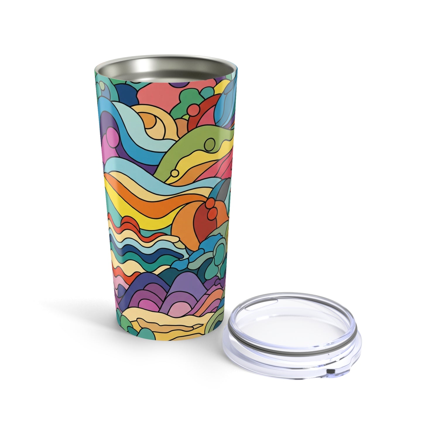 20oz Stainless Steel Travel Tumbler Double Wall Vacuum Insulated Leak Proof Printed Design Beverage Mug With Lid