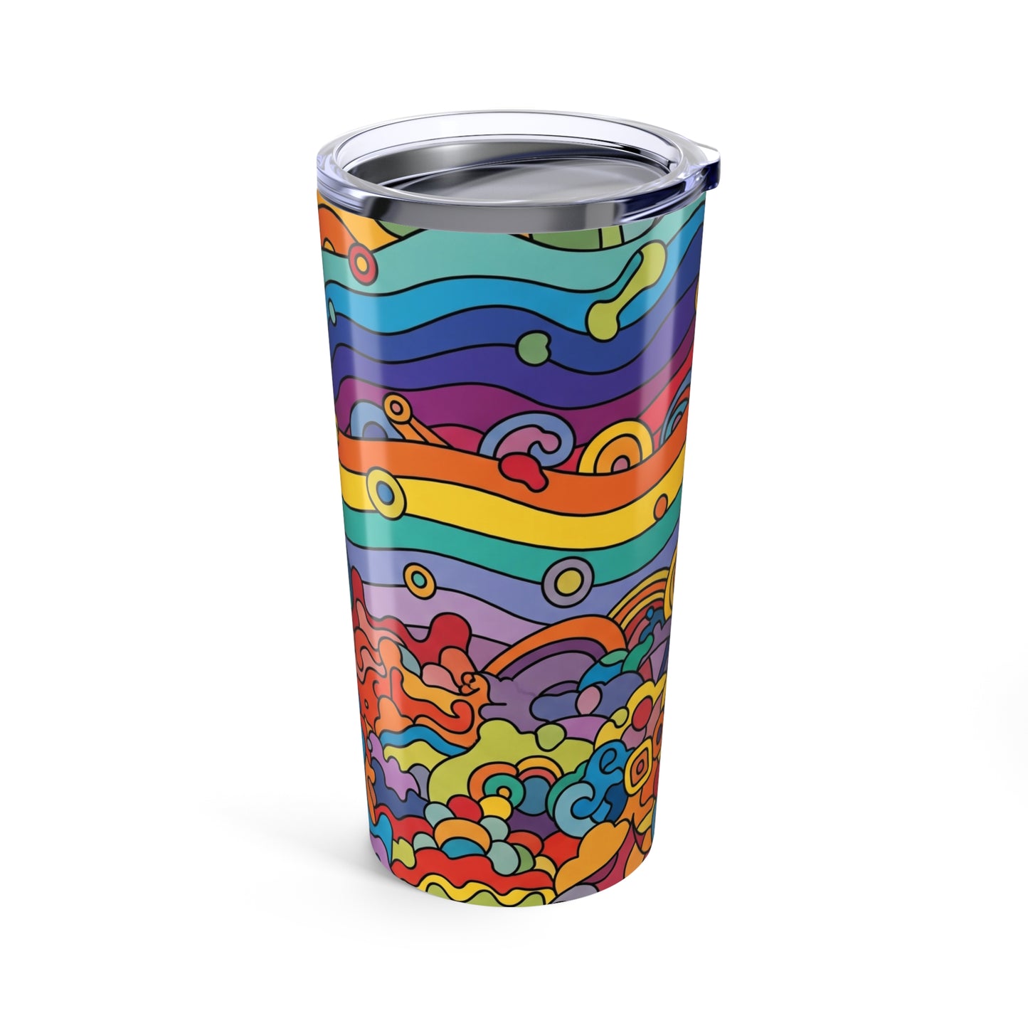 20 Oz Stainless Steel Tumbler Double Wall Vacuum Insulation Spill Resistant Printed Design For Hot And Cold Drinks