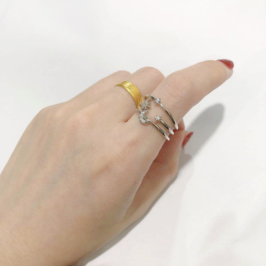 Copper Ring With Hollow Star And Moon Celestial Design Exquisite Fashion Jewelry Elegant Statement Gift Idea For Wear