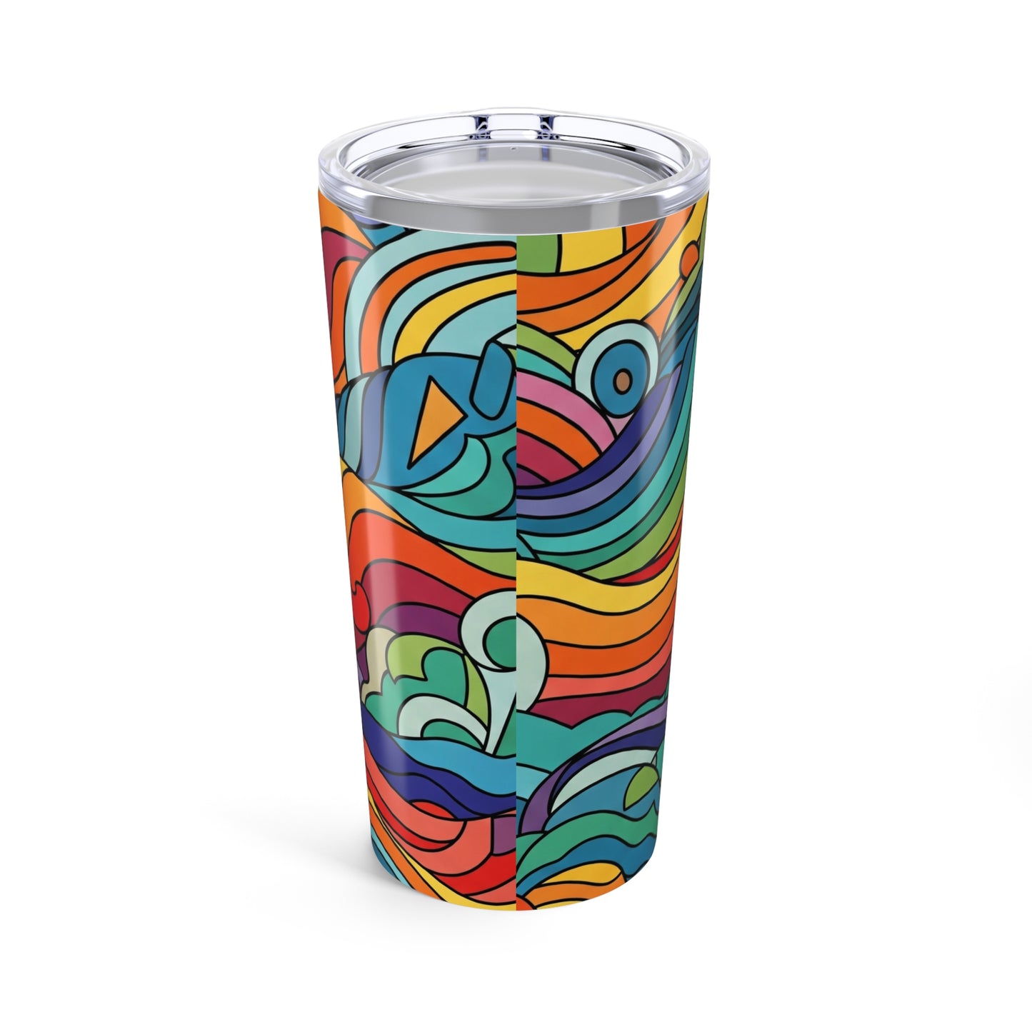 20oz Stainless Steel Travel Tumbler With Lid Double Wall Vacuum Insulated Spill Resistant BPA Free Printed Design