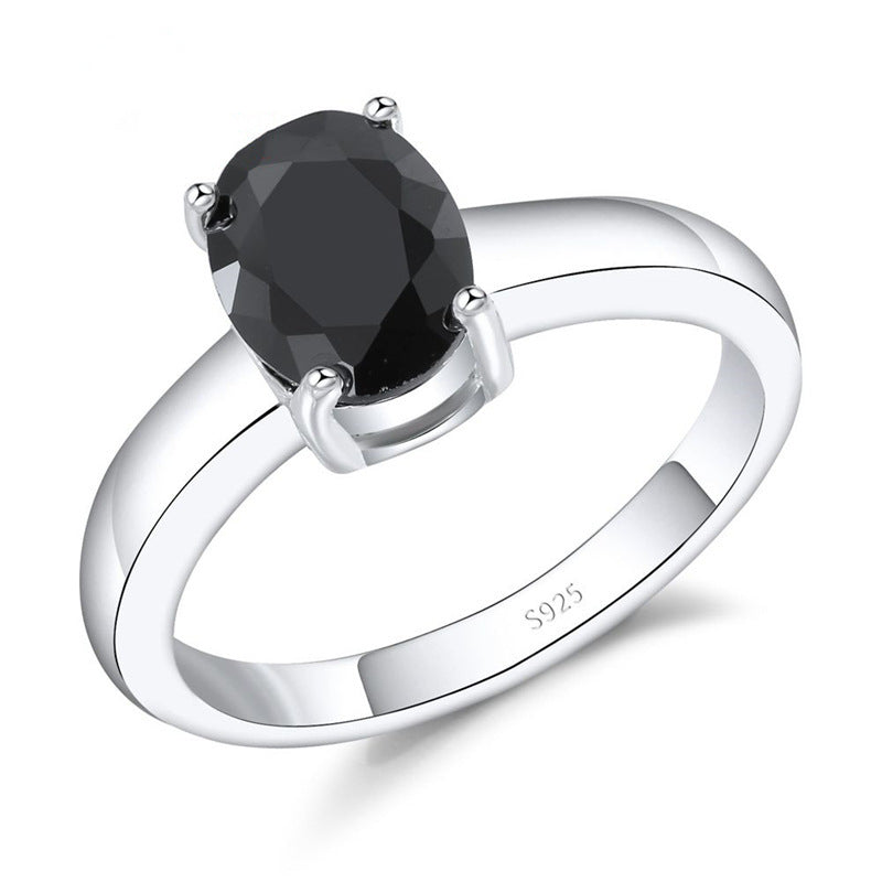 Black Agate Zircon Ring Metal Wedding Ring Elegant Stylish National Style Jewelry For Women Everyday Wear Fashion