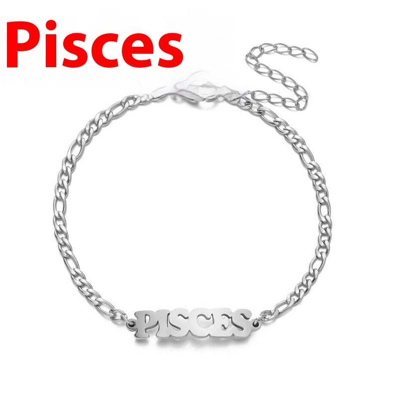 Unisex Stainless Steel Zodiac Bracelet Electroplated Gold Constellation Jewelry Gemini Sign For All Daily Wear