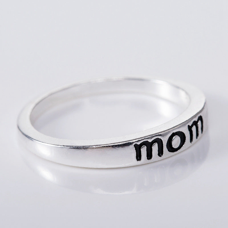 Alloy Letter Ring Mom Design For Women And Girls And Dad Design Ring Jewelry Fashion Accessory Trendy Everyday