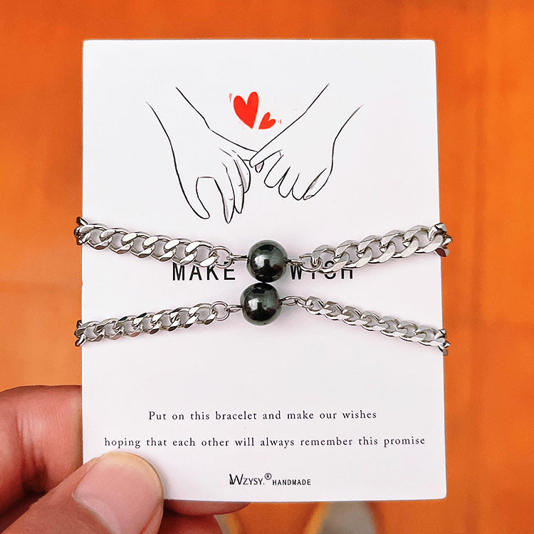 Magnetic Geometric Couple Bracelets Matching for Couples