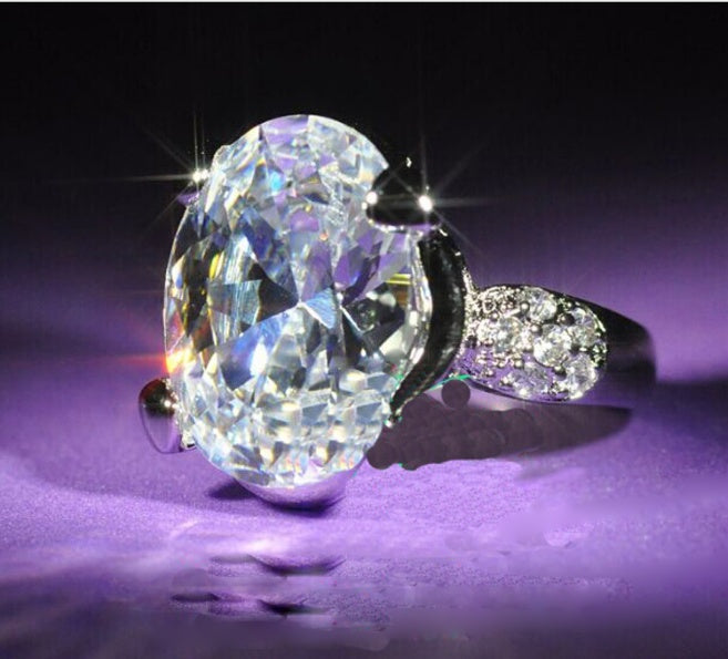 White Sapphire Sterling Silver Ring Natural Gemstone Elegant Bridal Wedding Jewelry Birthstone Ring for Brides Forever