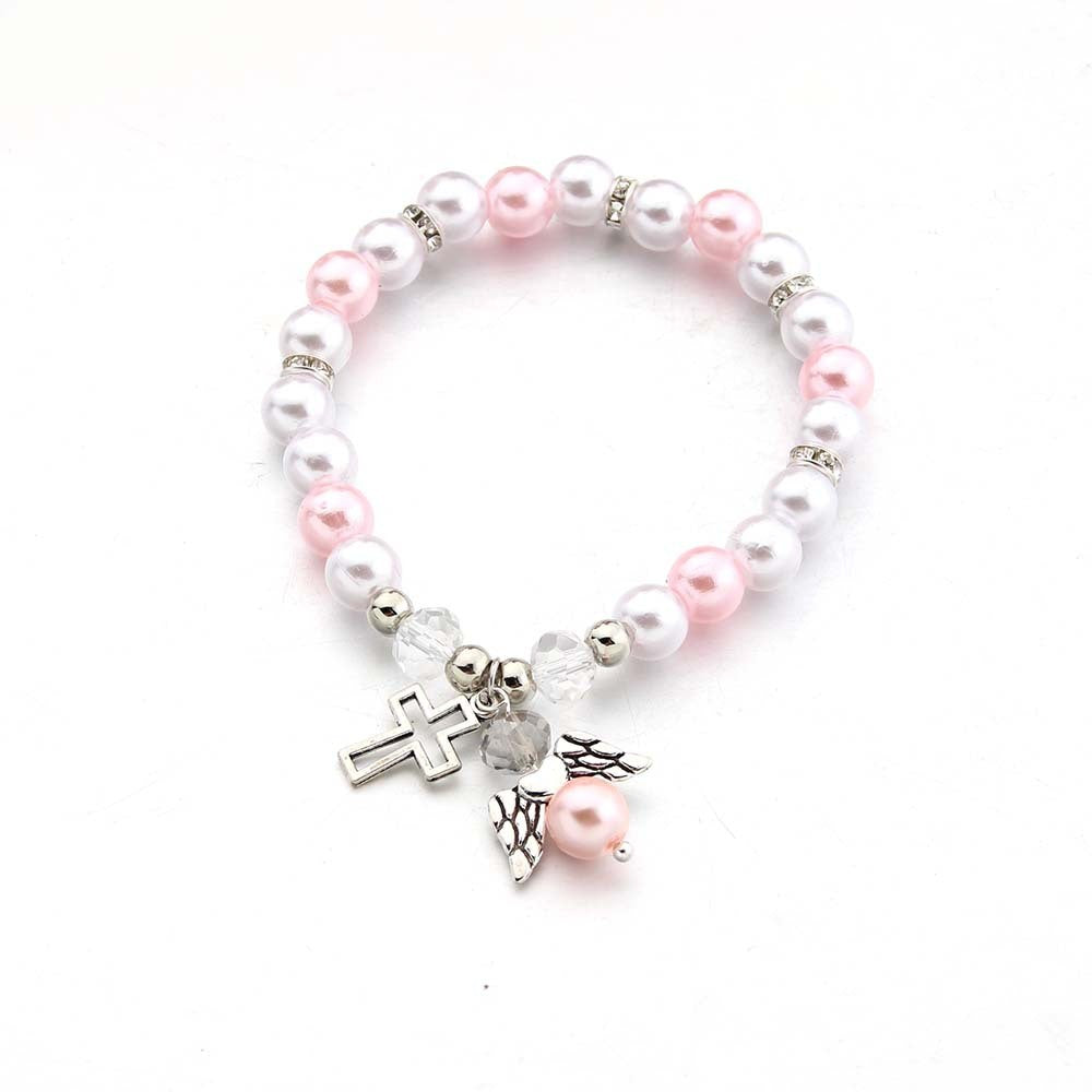 Acrylic Cross Angel Bracelet For Men And Women Geometric 8MM Beads Religious Jewelry Fashion Everyday Wearable