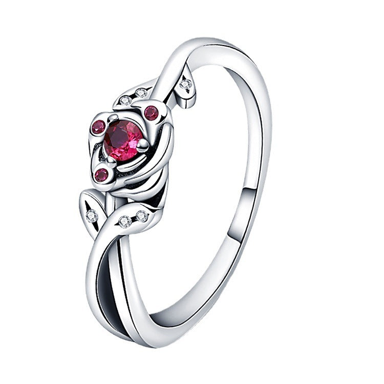 Silver Plated Rose Ring White Copper With Cross Pearl Crown Flower Elements Size 7 8 9 Pastoral Color Elements