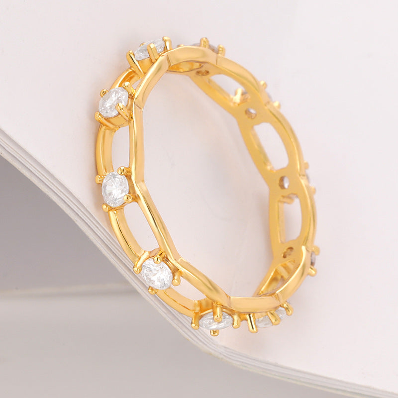 Unisex Snake Ring Gold Plated Copper Ring Zircon Inlaid Geometry Design Jewelry European American Jewels Style