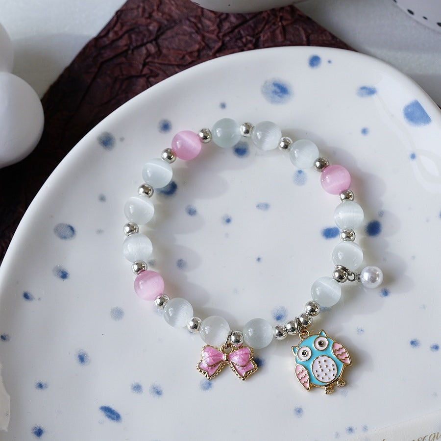 Womens Beaded Bracelet With Pearl Crystal And Alloy Animal Zodiac Charms Cartoon Adjustable Length Cute Charm