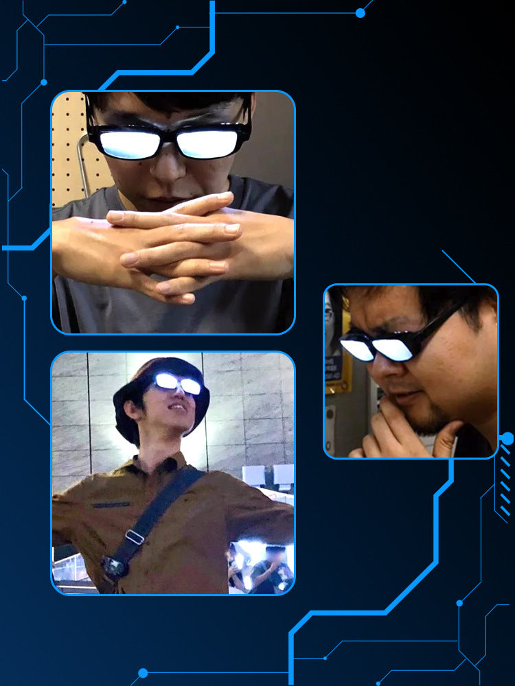 Unisex LED Light Up Glasses Wireless Luminous Eyewear USB Rechargeable Plastic Frame Anime Cosplay Costume LED