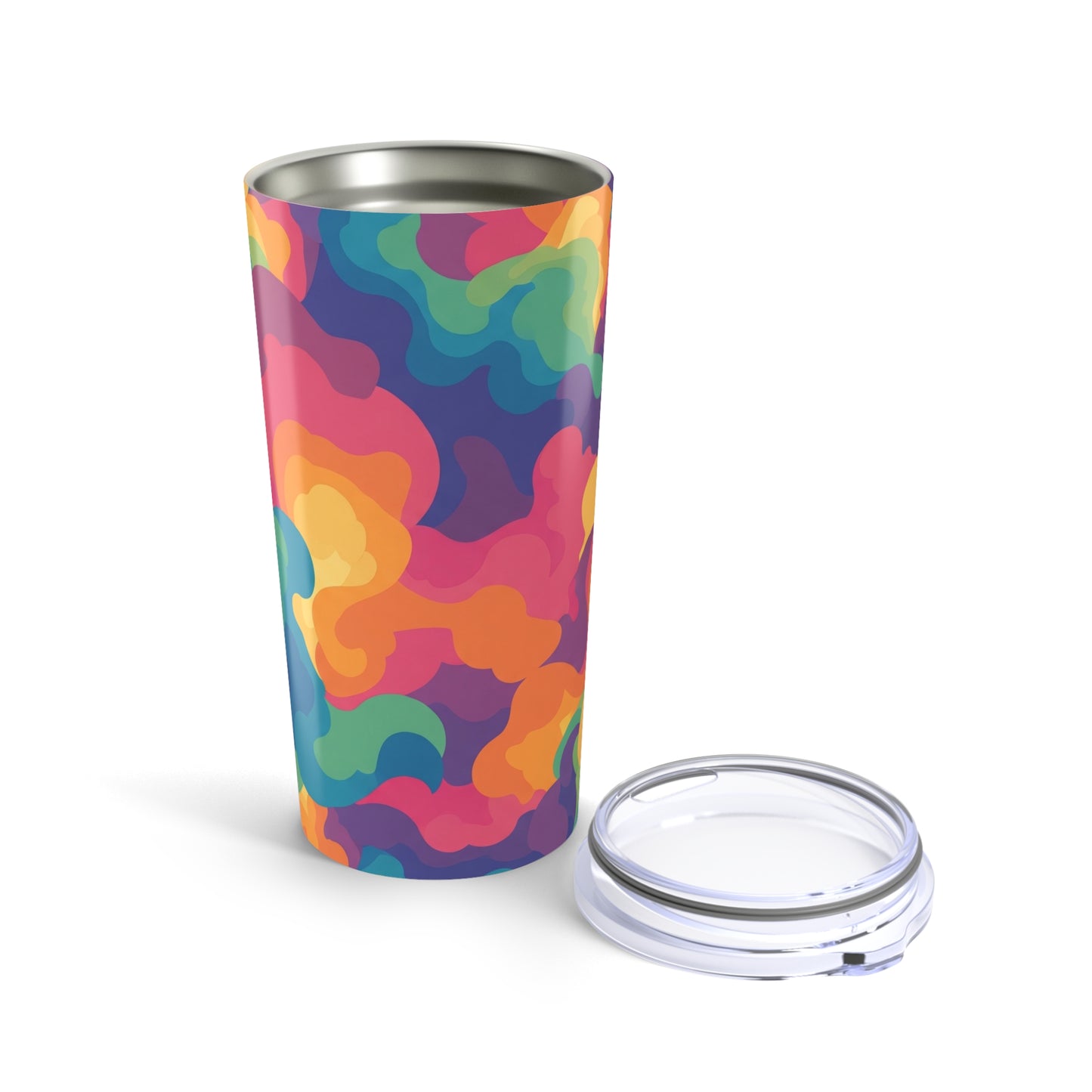 20 Ounce Steel Travel Mug With Printed Design Vacuum Insulated Leak Proof Spill Resistant Hot Cold Drink Container