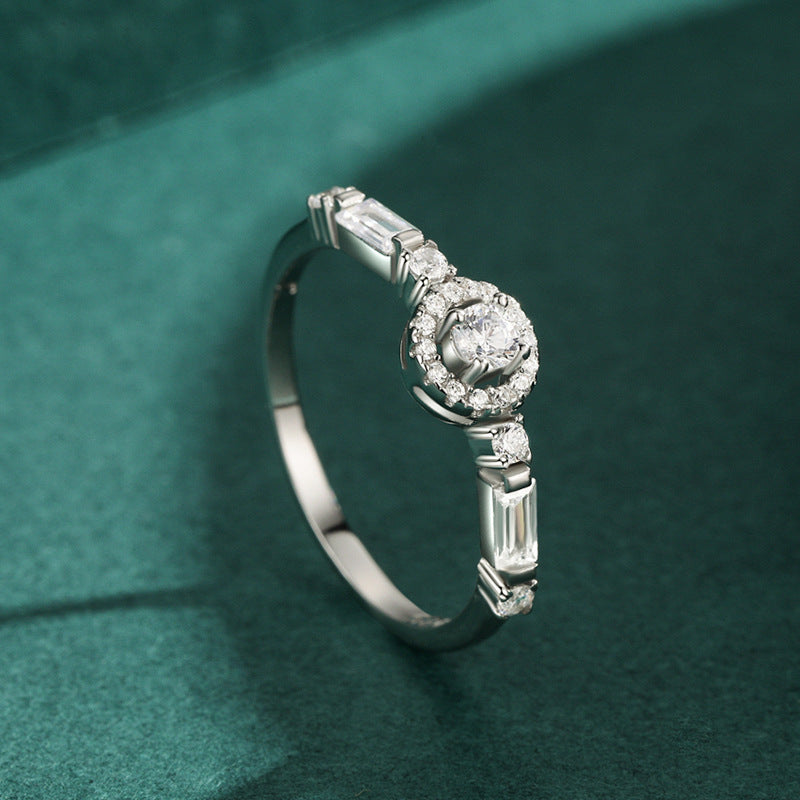 Geometric 925 Sterling Silver Ring With Gold Plated Gemstones Diamond Cut Design Jewelry Gift For Women US 5 6