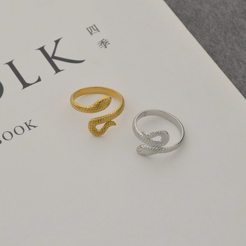 Unisex Snake Ring Adjustable Stainless Steel Geometric Band