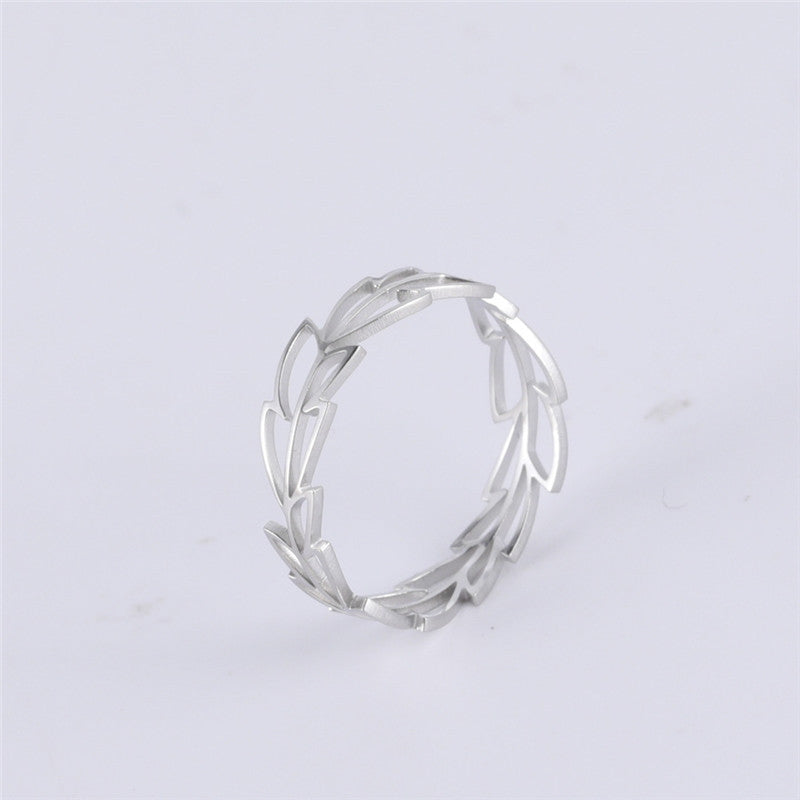 Adjustable Leaf Ring Stainless Steel Plant Jewelry For Women Girls European Fashion Titanium Elegant Daily Kit