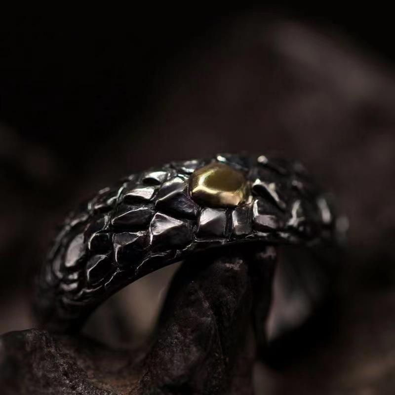 Dragon Ring For Women Adjustable Opening Alloy Jewelry European Style Silver And Black Dragon Scale Ring Elite