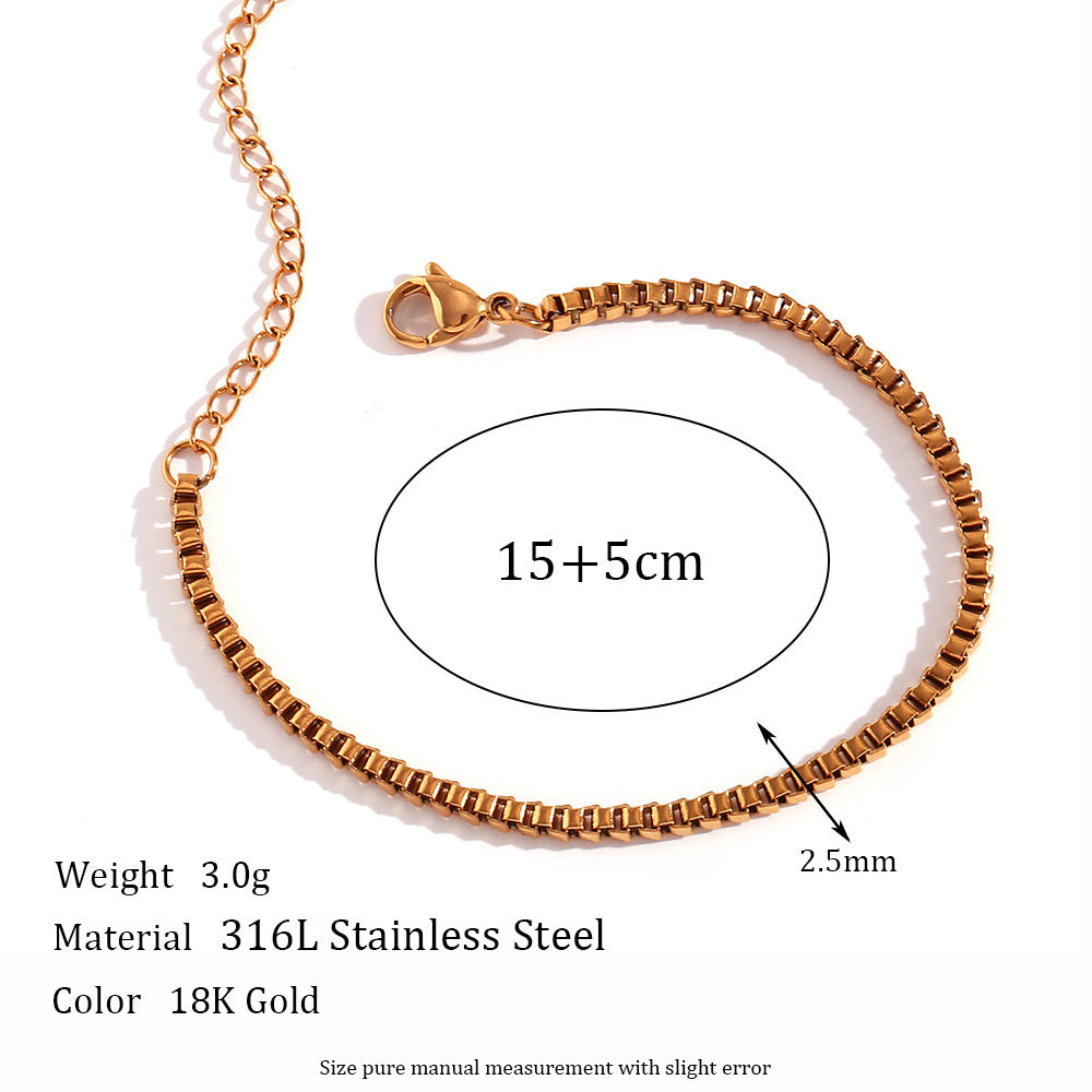 Gold Tone Stainless Steel Chain Bracelet With Extender Fox Tail Cross Keel Design For Women Everyday Wear Gold