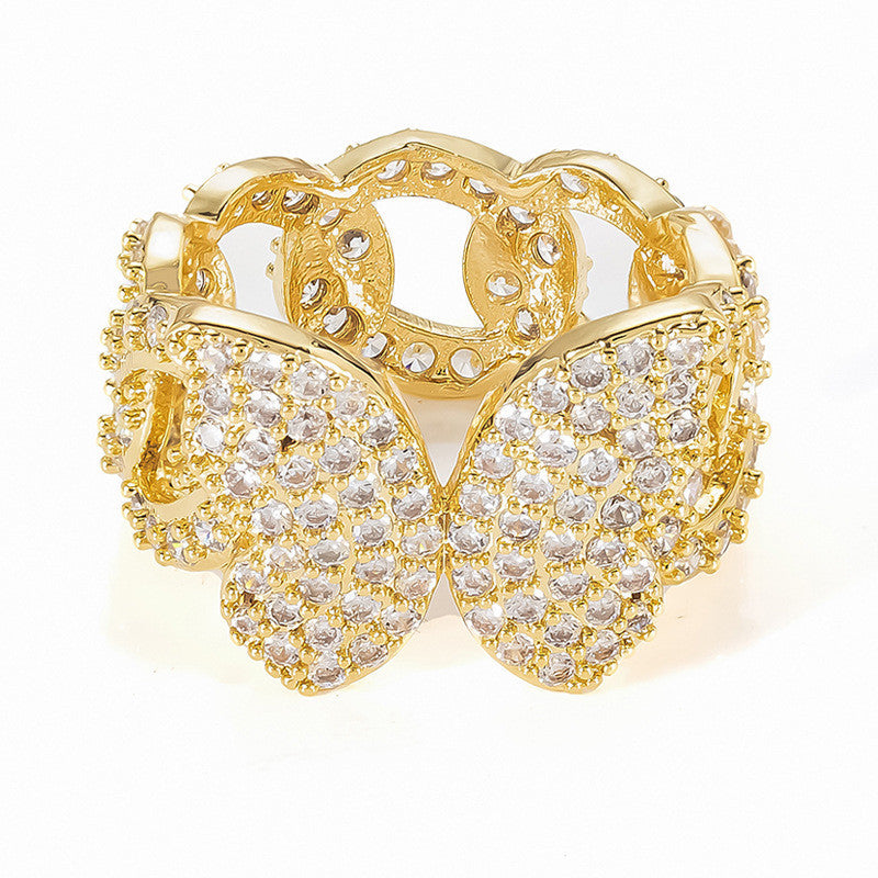 Unisex Ring White Gold Inlaid Look Copper Band Zircon Gemstone Geometric Ring Gold Plated Jewelry Gift For Daily Wear