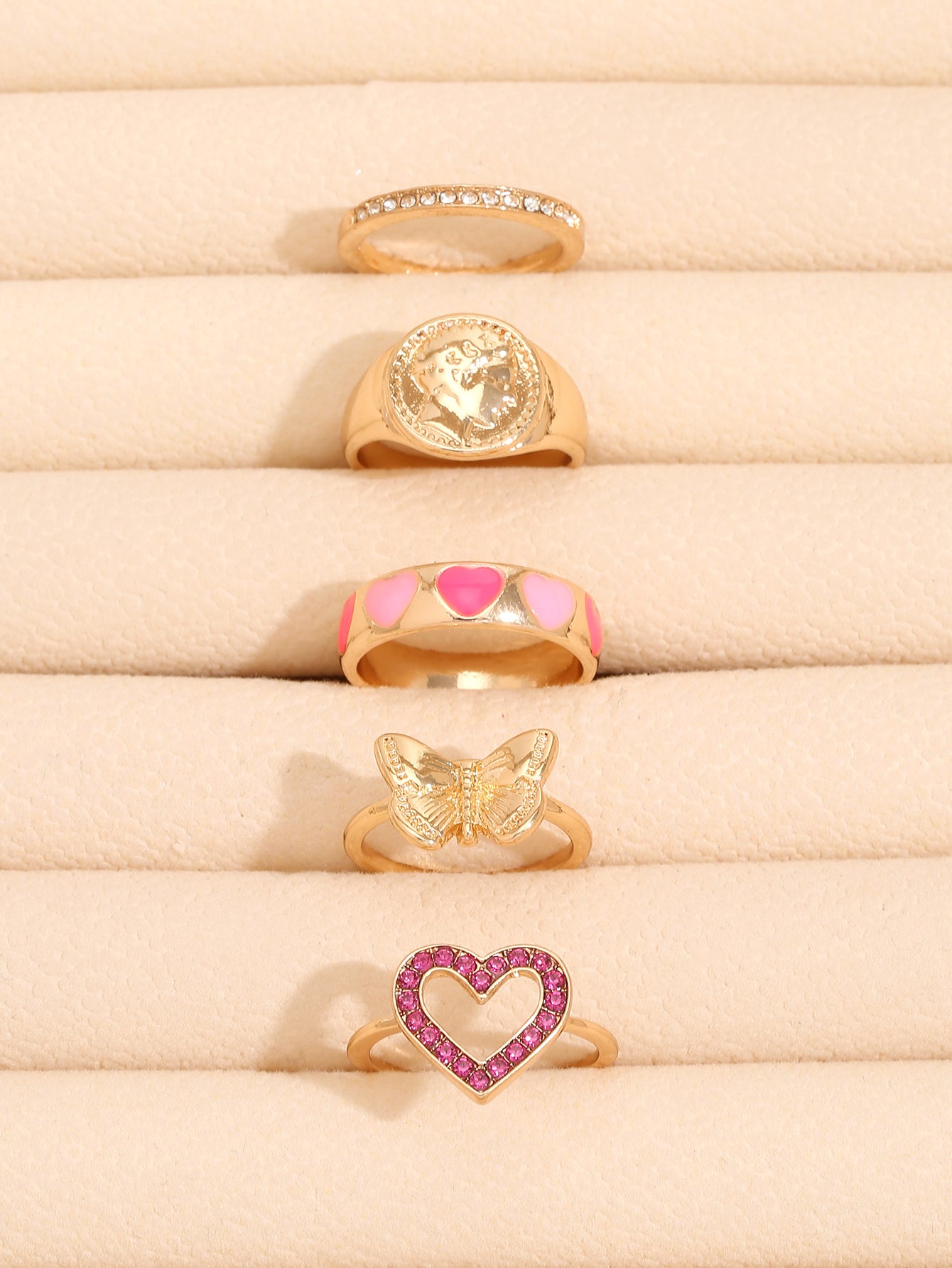 Womens Irregular Ring Set Zinc Alloy Electroplated Jewelry