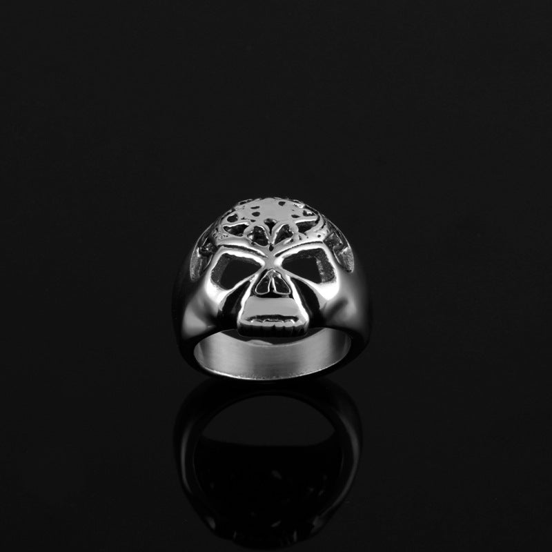 European And American Men's Titanium Steel Ghost Head Halloween Punk Ring