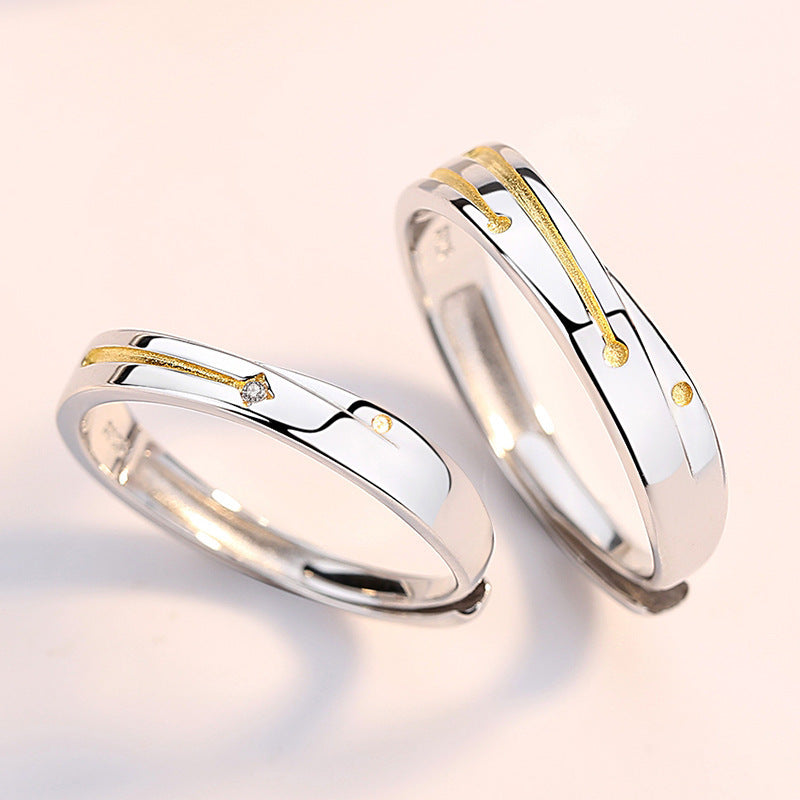 Couple Rings Adjustable Meteor Rings Fashion Zircon Copper Rings for Women and Men Gold Color Anniversary Gold