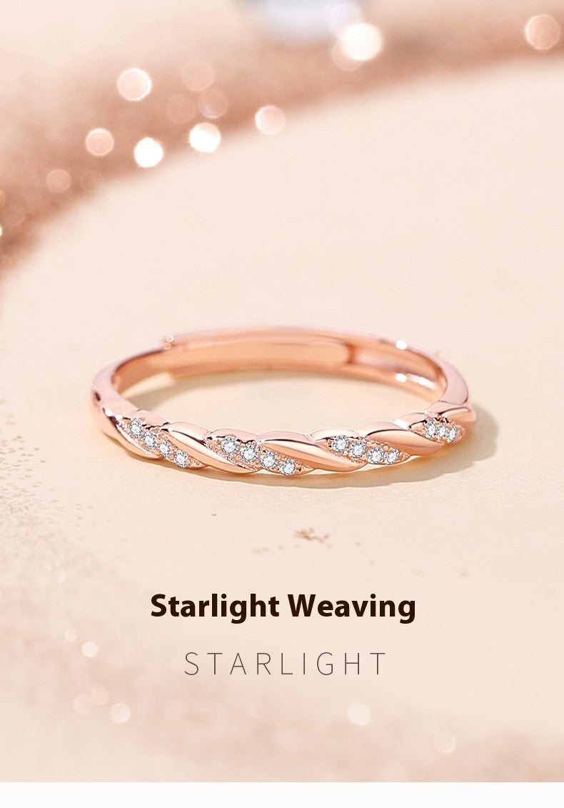 Womens Adjustable 925 Sterling Silver Ring With Olive Branch Geometry Woven Band Fashion Jewelry For Every Day