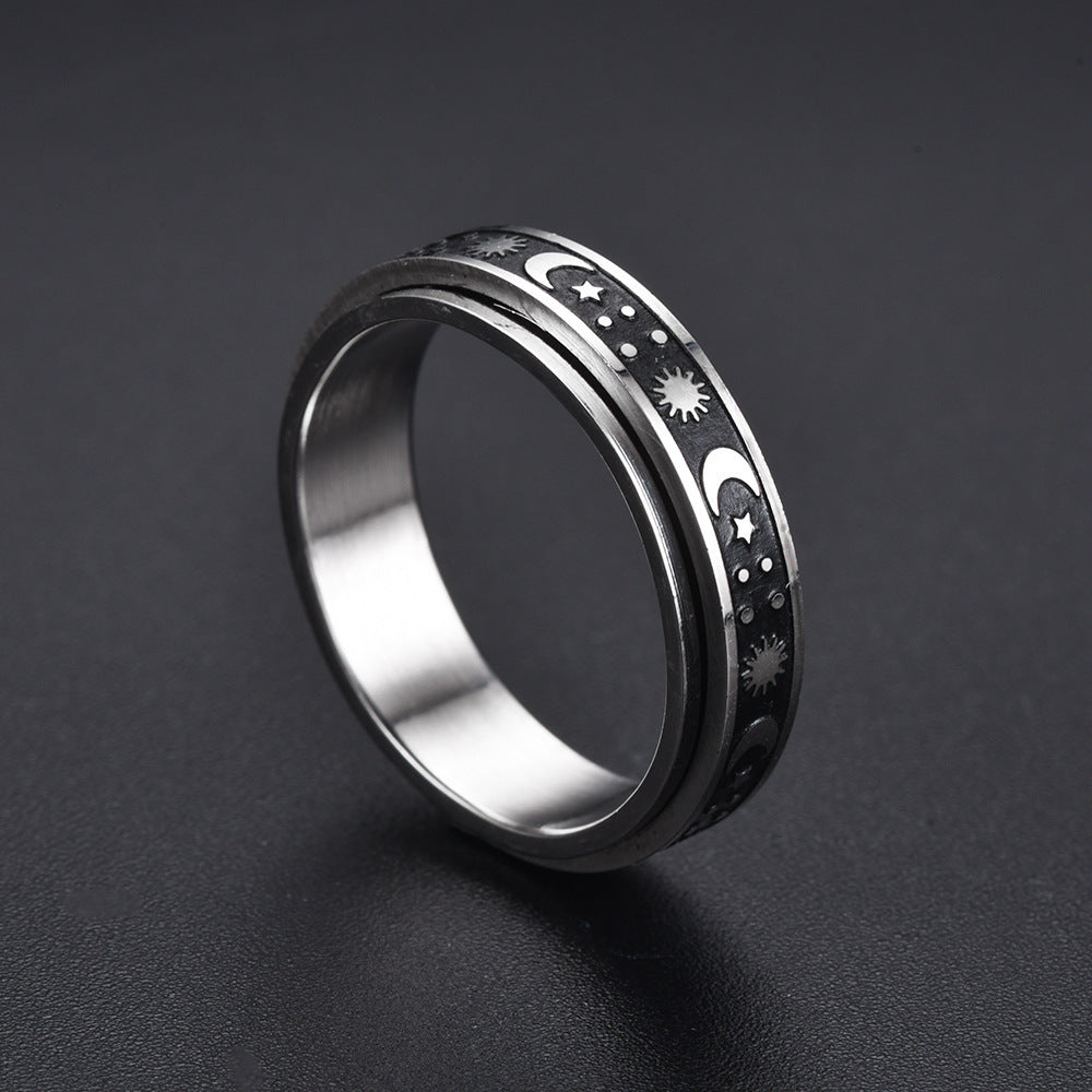 Geometric Ring Stainless Steel Blackened Titanium Steel Finish Durable Everyday Ring Mens Fashion Jewelry Edge