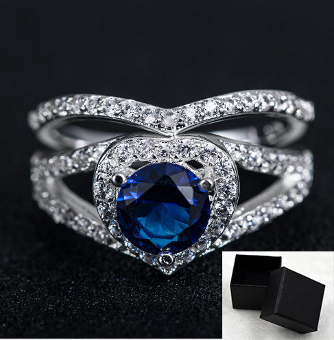 Heart Shaped Diamond Ring 18K Platinum Plated German Electroplating Durable Alloy Jewelry Gift For Her Timeless Gift
