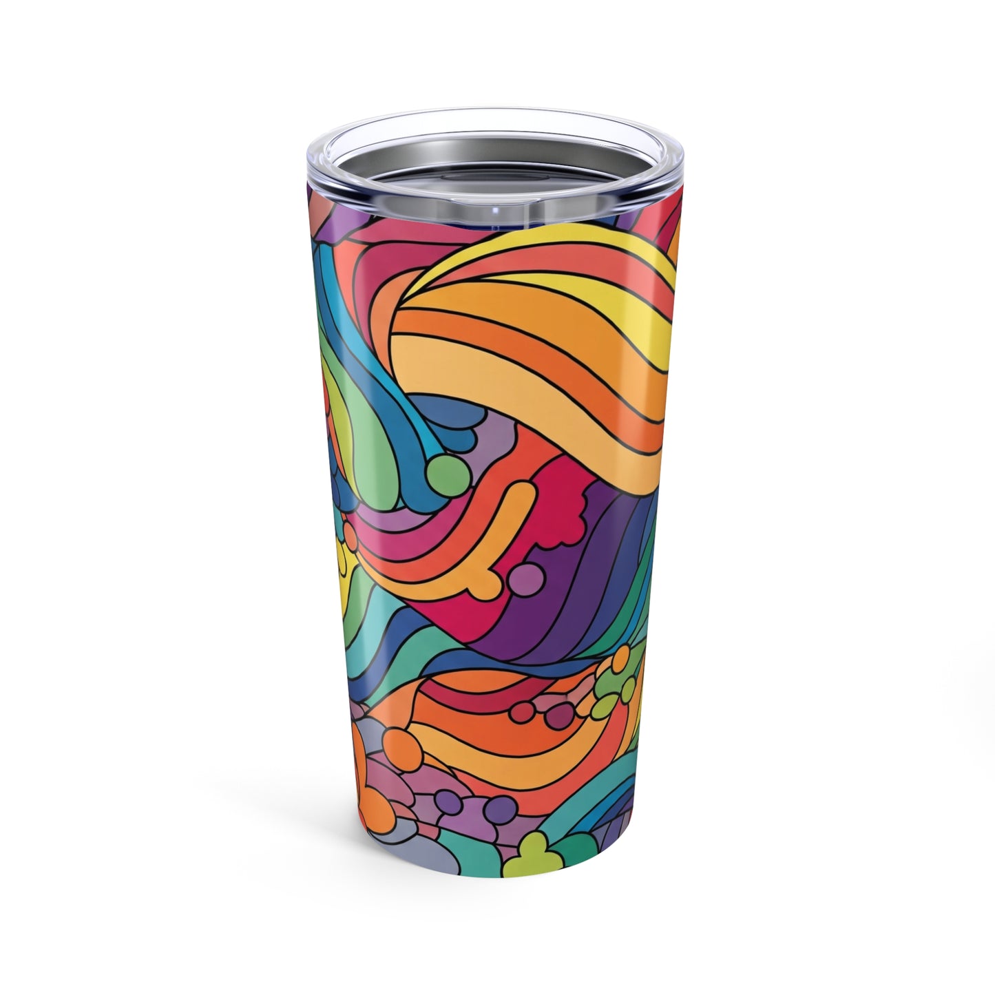 20oz Steel Tumbler With Double Wall Vacuum Insulation Spill Resistant BPA Free Printed Design For Hot And Cold