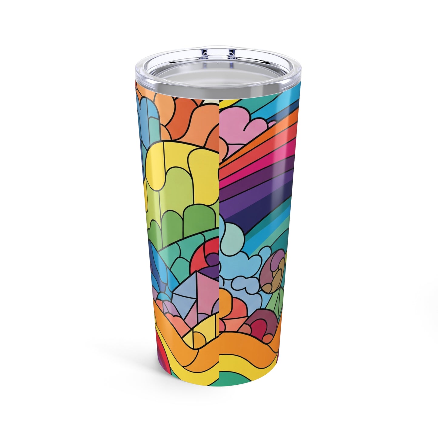 20oz Stainless Steel Tumbler With Printed Design Double Wall Vacuum Insulation Spill Resistant BPA Free Coffee Cup