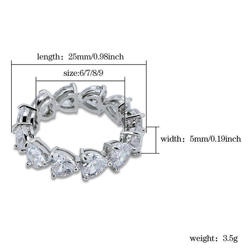 Love Heart Couple Rings Gold Plated Copper With Zircon Gems