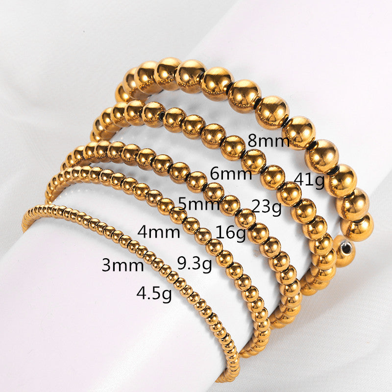 Womens Bead Bracelet Stainless Steel Simple Design Jewelry