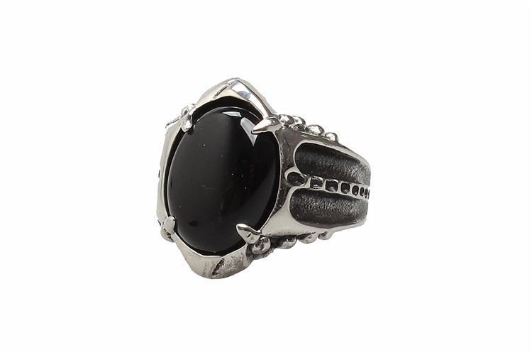 Mens Titanium Steel Ring With Gemstone Vintage Punk Gothic Retro Jewelry Gift For Him Ideal For Everyday Style