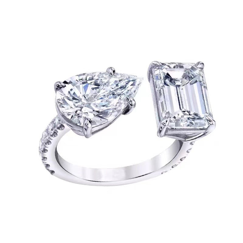 Copper Zirconia Ring Adjustable Geometric Jewelry For Women