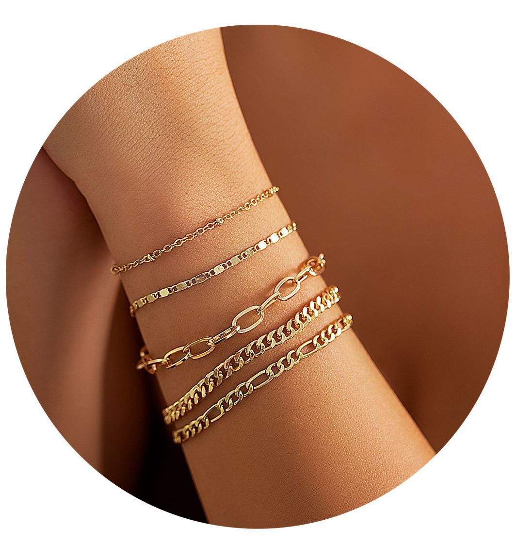 Geometric Bracelet Set Twin Cross Chain Electroplated Gold Color Metal Jewelry For Women With Luxurious Finish Shine