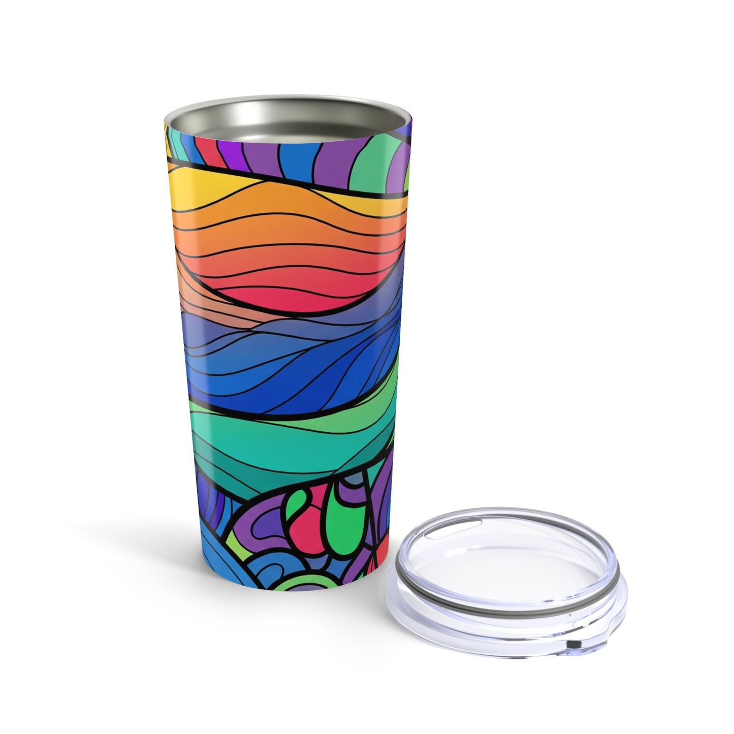 20oz Stainless Steel Tumbler With Double Wall Vacuum Insulation Leak Proof Durable Travel Mug Stylish Printed