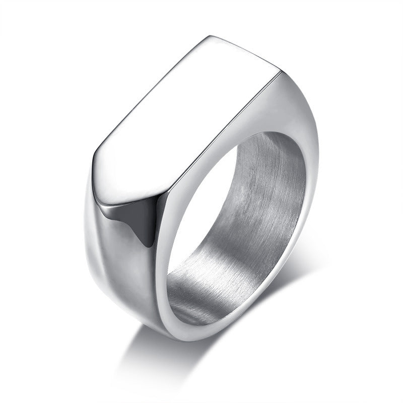 Mens Titanium Steel Ring Geometric Design Electroplated