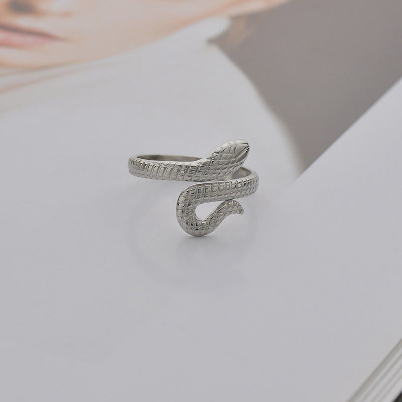 Unisex Snake Ring Adjustable Stainless Steel Geometric Band