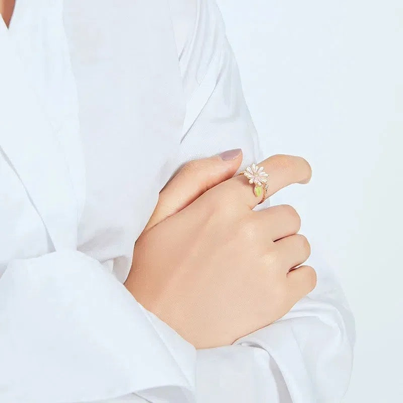 Women Open Ring Daisy Ornament Adjustable Copper Jewelry With Elegant Simple Design Ideal Everyday Accessories