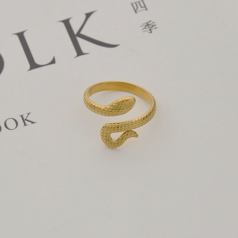Unisex Snake Ring Adjustable Stainless Steel Geometric Band