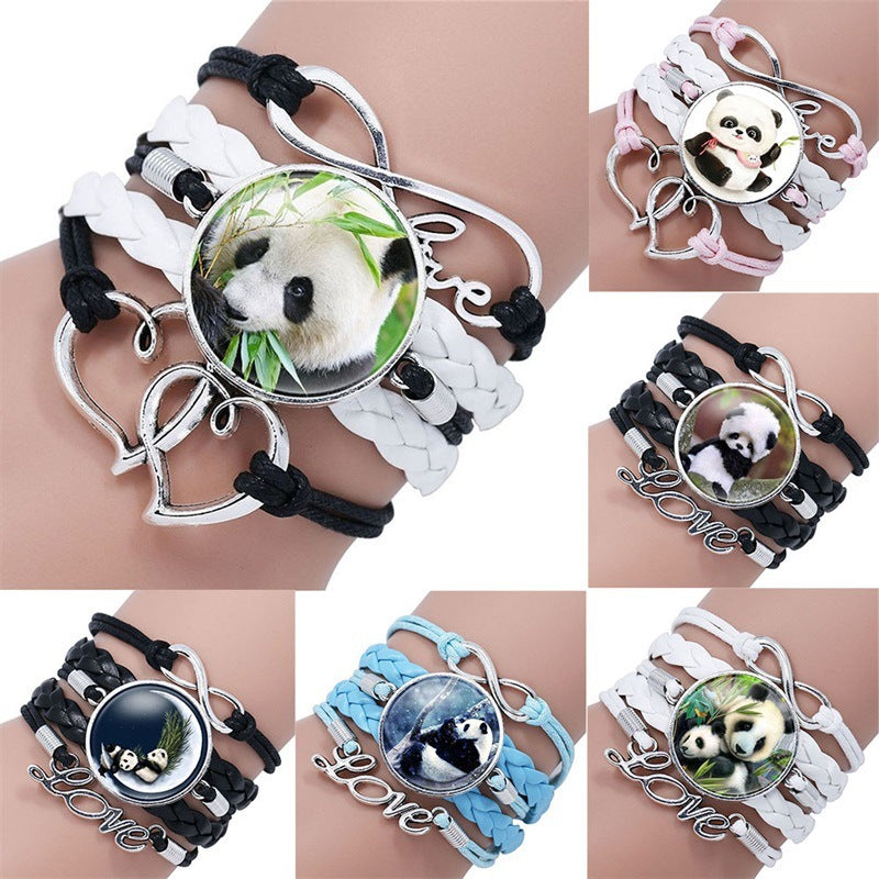 Unisex Woven Bracelet Multi Layer Design Artificial Leather And Glass Geometric Jewelry National Style Edition