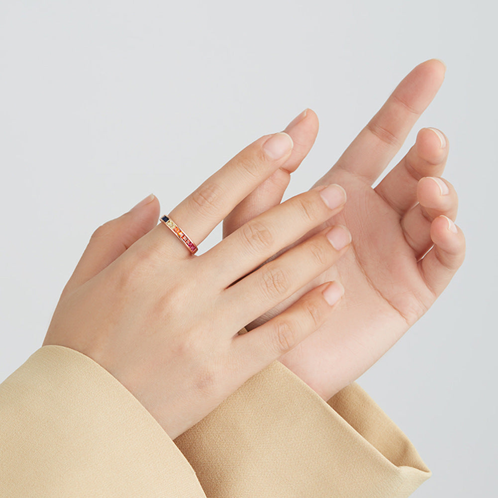 Sterling Silver Zircon Ring Ethnic Geometric Design For Women Engagement Anniversary Gift With Elegant Sparkle