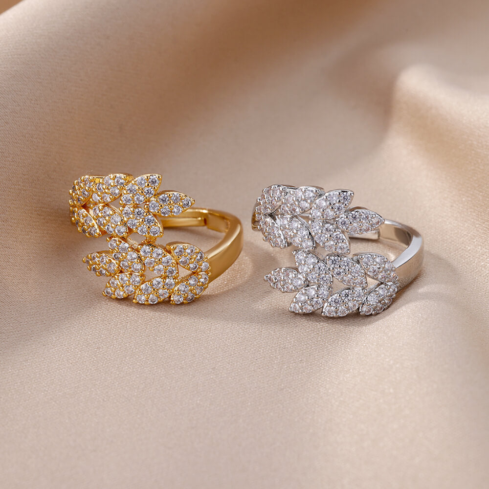 Copper Geometric Ring With Petal Elements Adjustable Index Finger Ring Fashion Jewelry Gift Elegant Daily Wear Gift