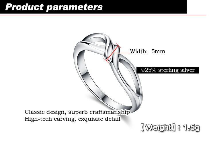 Womens 925 Sterling Silver Ring Simple Heart Design Hypoallergenic Jewelry Gift For Her Birthday Elegant Charms