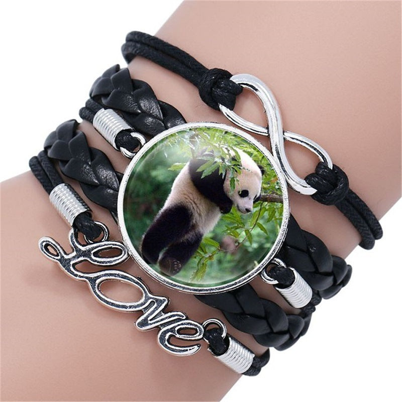 Unisex Woven Bracelet Multi Layer Design Artificial Leather And Glass Geometric Jewelry National Style Edition