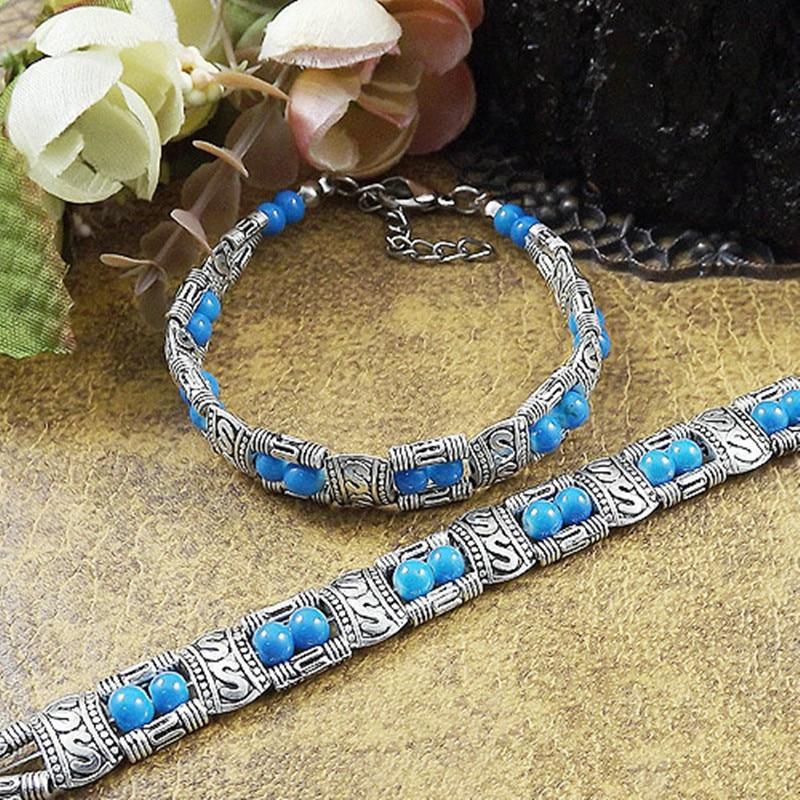 Womens Tibetan Beadwork Bracelet Electroplated Alloy Fashion Jewelry Accessory Beaded Design Bracelet Stylish