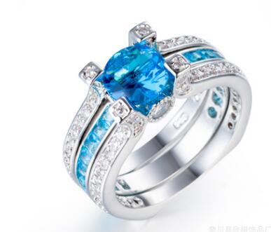 Copper Ring Set With Cubic Zirconia Stones Geometric Wedding Bands For Women Fashion Jewelry 12mm Elegant Design