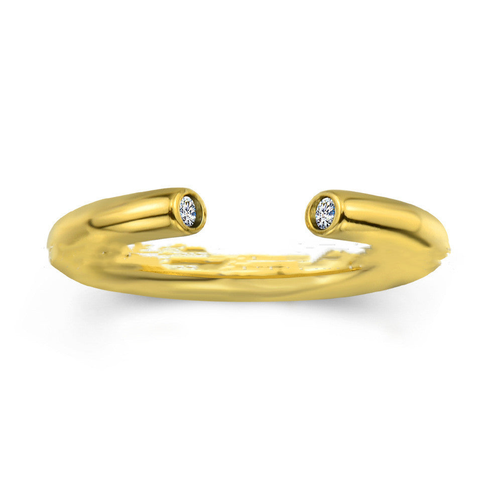 Simple Titanium Steel Ring With Gold Inlay And Diamond Accent For Sizes Six Seven Eight Nine Ten For Daily Use