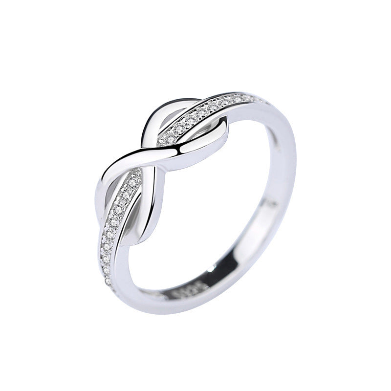 Womens Figure 8 Ring Geometric Diamond Jewelry Sterling Silver Electroplated Ring Fashion Accessory For Everyday Wear